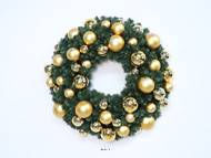Couronne de Sapin de Noël Artificiel D 80cm Boules Dorées NF S54-200 et EN71-2 – Qualité Pro