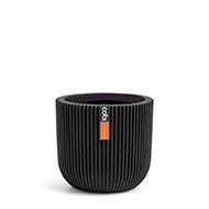 Pot Groove plastique forme eggpot H 15 x D 17cm Noir