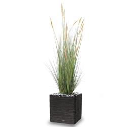 Graminee Zannichellia en pot artificielle plante d eau avec plumets H 110 cm Vert-jaune