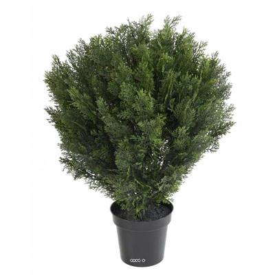 Cyprès artificiel buisson en pot anti-UV pour extérieur H 90 cm Vert