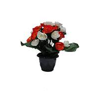 Fleurs artificielles cimetière pot de renoncules H 35 cm D 27 cm Orange