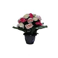 Fleurs artificielles cimetière pot de renoncules H 35 cm D 27 cm Rose soutenu