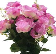 Pot Cône de Roses fleurs artificielles pour le cimetière H 43 cm D 27cm Rose
