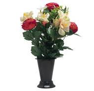 Pot Cône d'Hbiscus fleurs artificielles pour le cimetière H 45 cm D 25 cm Bourgogne