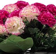 Jardinière fleurs artificielles pour les tombes Oeillets H 30cm Lg 45 cm Fushia
