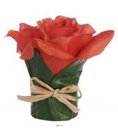 Tête de Rose factice Rouge Cerise en composition H9,5 cm et D7cm 