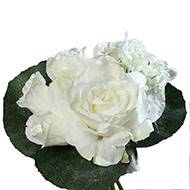 Bouquet varié de Roses et pivoine factices avec feuilles H25cm Crème
