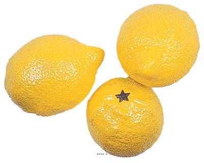 Citron jaune artificiel luxe en lot de 3 Plastique soufflé H 80x60 mm
