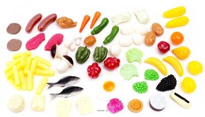 Aliments petite nourriture assortis en lot de 72 en Plastique soufflé