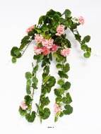 Géranium factice en piquet 80cm 16 têtes belles feuilles anti UV Rose