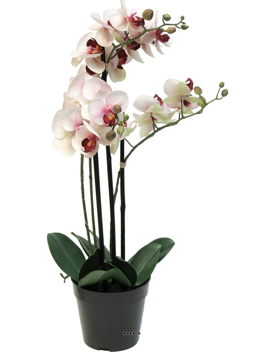 Orchidée Phalaenopsis artificielle en pot 3 hampes | Artificielles.com