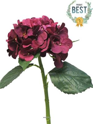 Hortensia artificiel en branche, H 48 cm Rose fushia - BEST