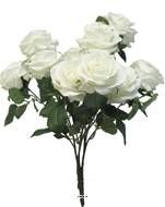 Bouquet de rose Paris artificielle, 10 têtes, H42cm Blanc neige - BEST