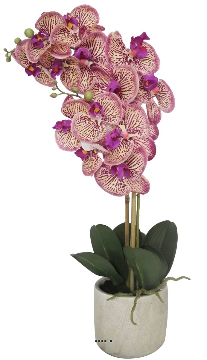 Orchidée phalaenopsis artificielle en pot, 2 hampes, toucher réel |  Artificielles.com