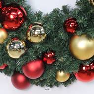 Couronne de Sapin de Noël Artificiel D 120cm Boules Rouge et Or NF S54-200 et EN71-2 – Qualité Pro