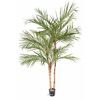 Palmier Areca artificiel 3 troncs naturels 3 tetes en pot H 170 cm Vert
