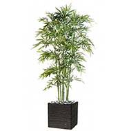 Bambou Artificiel cannes moyennes Vertes en pot feuillage tissu H 150 cm D 90 cm Vert