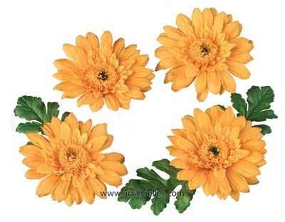 pétales flottants Gerbera artificiels x4 pcs  D 6cm orange clair