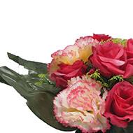 Vasque fleurs artificielles cimetière œillets et roses Rose fushia