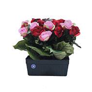 Jardinière funéraire fleurs artificielles cimetière boutons de roses Rouge