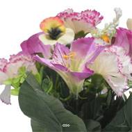 Vasque de Dahlia, Chrysantheme, bouton de rose, Pensée et mini fleurs Mauve violet artificiels