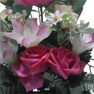 Jardinière fleurs Rose, Bouton de rose, Lys tigré et Ficus Rose fushiaartificiels pour la Toussaint
