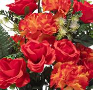Vasque de Roses fleurs artificielles pour le cimetière H 46 cm D 44 cm Orange