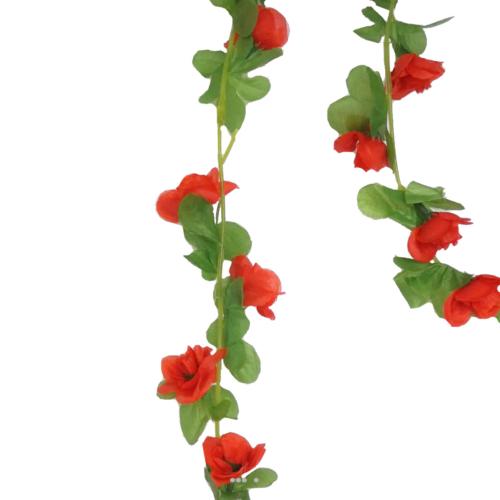 Guirlande de 45 Minis Roses artificielles Tissu L 215 cm Rouge