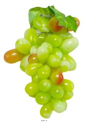Grappe de raisin artificiel L19 cm avec 2 feuilles 45 raisins Vert