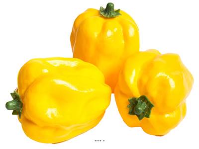 Poivron Jaune artificiel en lot de 3 en Plastique soufflé H 110x85 mm