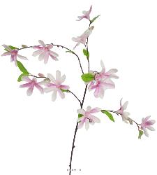 Magnolia artificiel H90 cm en branche 12 fleurs et 9 boutons Rose ple