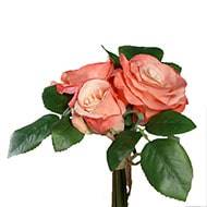 Adorable petit bouquet de fausses roses 3 têtes H 17 cm Rose saumon