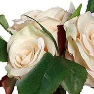 Adorable petit bouquet de fausses roses 3 têtes H 17 cm Crème