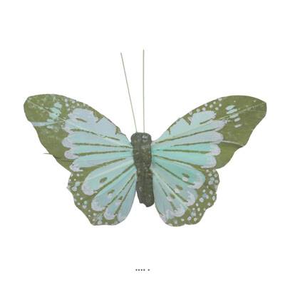 Papillon artificiel avec pince, H 8 cm, L 10 cm Vert