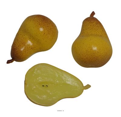 Demi Poire de luxe artificielle jaune-vert X 3 en Plastique soufflé 