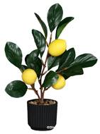 Mini Citronnier artificiel en pot H 30 cm avec 3 fruits pot déco