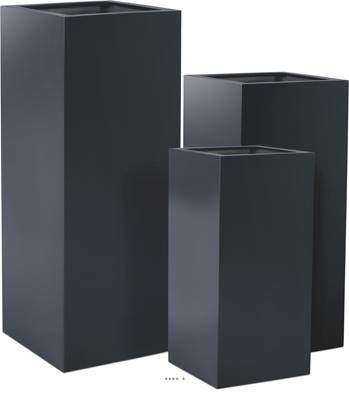 Bac fibres de verre et plastique renforcé 30 x 30 cm H 70 cm Ext. carré haut anthracite mat