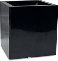 Bac fibres de verre robuste et revêtement gelcoat qualité marine 50 x 50 cm H 50 cm Ext. cube noir glossy
