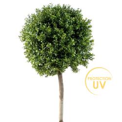 Buis boule artificiel H 140 cm D 50 cm Anti UV 2000H tronc naturel Int Ext en pot