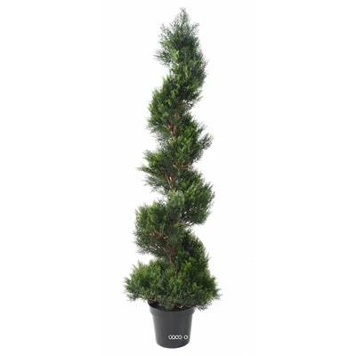 Cyprès artificiel en pot pour extérieur forme spirale H 150 cm 