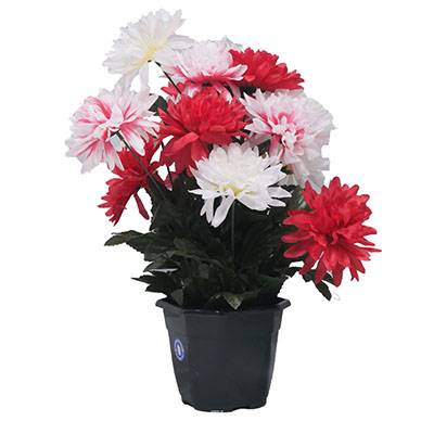 Pot fleurs artificielles pour le cimetière chrysanthèmes Rouge