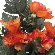 jardinièrre pot beton Renoncule, œillet, et alstromeria pour la Toussaint Orange