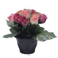 Pot pour Tombe de bouton de rose et mini fleurs Rose soutenu artificiels - Toussaint 