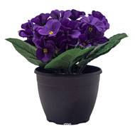 Pot de Violettes fleurs artificielles pour le cimetière H 20 cm D 20 cm Pourpre
