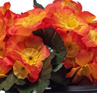 Vasque Carrée de Primevères fleurs artificielles pour le cimetière H 13 cm Lg 17 cm Orange