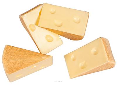 Emmental artificiel petit morceau X 4 en Plastique soufflé L 90x60 mm