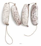 Saucisse à la ficelle factice (4 pcs) en plastique soufflé 120 x 35 mm