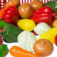 Panier de 27 petits legumes artificiels assortis en Plastique soufflé