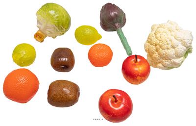 Lot 11 Fruits et Légumes Artificiels Déco Cuisine - plastique soufflé