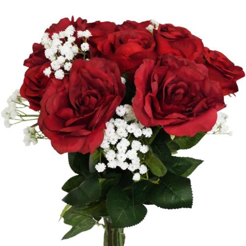 Bouquet artificiel création fleuriste rouge amour x15 roses H 75 cm